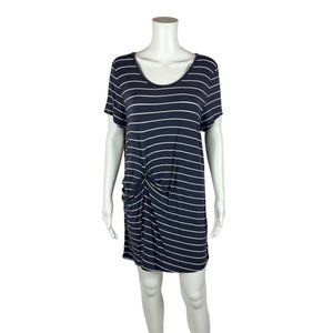 Anthropologie Deletta T-Shirt Dress Gathered Blue White Stripes Jersey Size S
